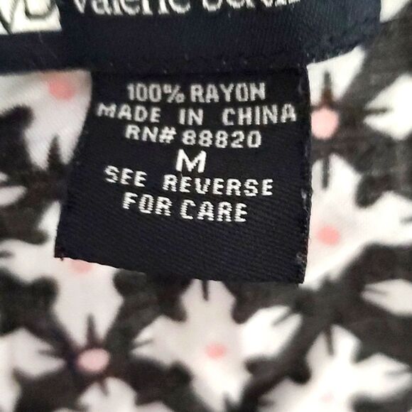 Valerie Bertinelli Black & Off White Floral Button Down Boho  Tank Top - Picture 8 of 8